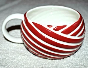 Starbucks 12oz Holiday Red & White Peppermint Ceramic Coffee Mug Cup Stackable - Picture 1 of 3