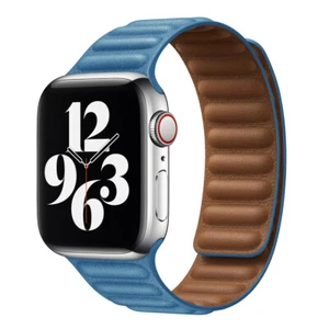 Magnetic Leather band for iWatch Series SE/7/6/5/4/3/2/1-Blue - Picture 1 of 5