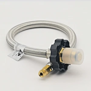 LPG Braided Gas Hose Pigtail Caravan Hand Wheel POL - 1/4 INV FLARE 450mm - Picture 1 of 4