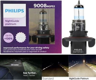 Philips Night Guide Platinum 9008 H13 60/55W Two Bulbs Head Light Upgrade Lamp - Image 1 of 4
