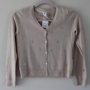 NWT Bonpoint Wool Button Front Long Sleeve Cardigan Sweater Cream Polka Dot 12 - Picture 1 of 8