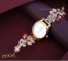 Nuevo Diseñador Exclusivo 18K 75% Oro Rosa Mujer Niña Muñeca Reloj Cz Tachas 55