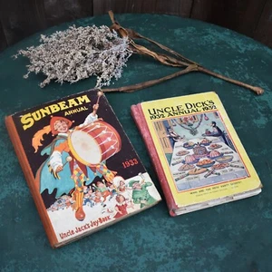 Antique 1930s Sunbeam Uncle Dicks Children's Adventure Stories Annual Books Pair - Picture 1 of 16