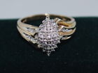 10K Yellow Gold Natural Diamond Cluster Ring With Diamond Accents, Free Shipping