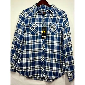 ROQBA Flannel Shirt Plaid Long Sleeve Button Up Casual Top Size Large NWT - Picture 1 of 7