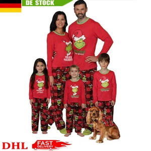 Weihnachts Grinch Nachtwäsche Damen Herren Kinder Familie Pyjama Schlafanzug DHL - Bild 1 von 16