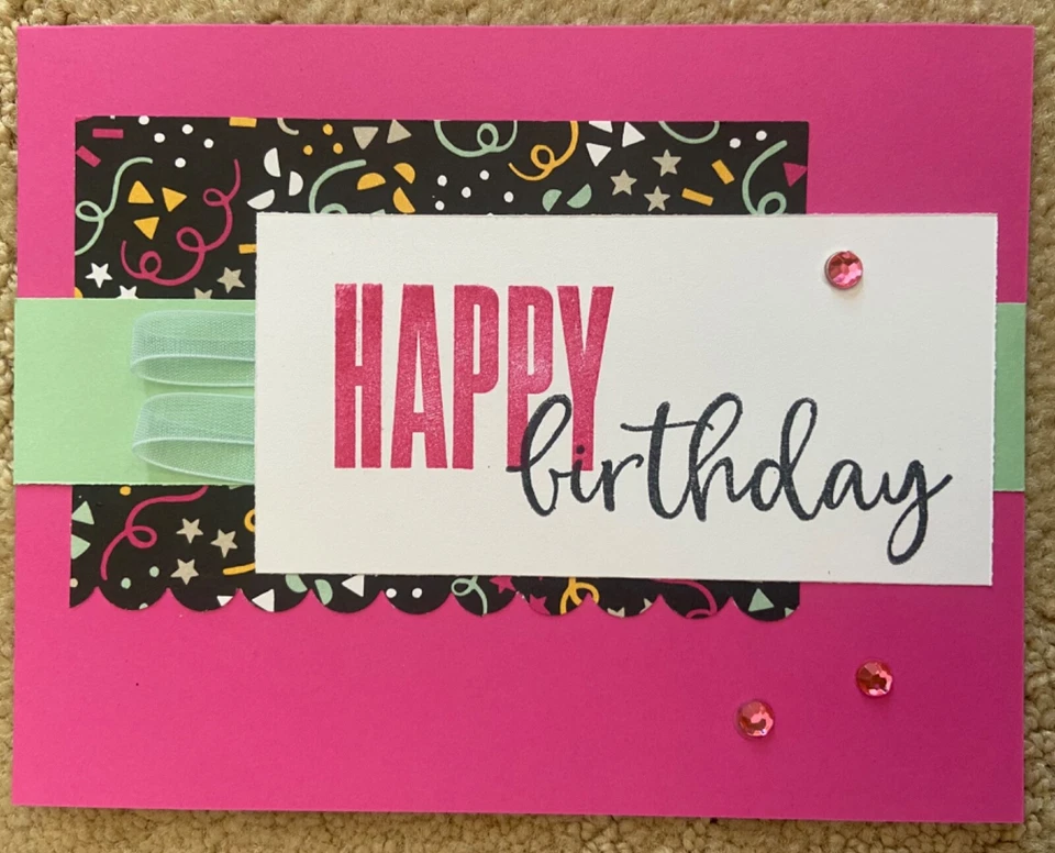 Wish Big Feliz Cumpleaños Rosa Tarjeta Kit de 6 Hecho con Stampin' Up! Foto 1 de 1