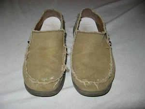 Crocs Shoes Mens Santa Cruz Loafer Slip On Flats 11037 Beige Fabric Casual Sz 9 - Picture 1 of 5