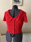 Red Lacy cropped Vintage 1950’s Blouse Size 10