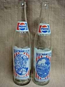 2 Different PEPSI BOTTLES - Ohio Bicentenniel 1776-1976 - Colorful EC - Picture 1 of 10