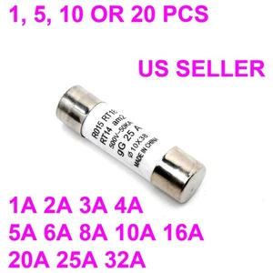 Fusible de cerámica blanca 10x38mm R015 1 a 20 piezas 1 a 32A 500V 10 x 38 RT18 RT14 AM2 - Imagen 1 de 4