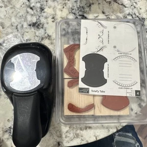 Stampin Up Round Tab Punch and Totally Tabs set of 4 Stamps - Picture 1 of 10