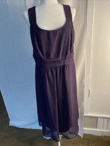 Le Bos Pflaume Lila Ärmellos Chiffon Midikleid Größe 14W Gefüttert - Bild 1 von 4