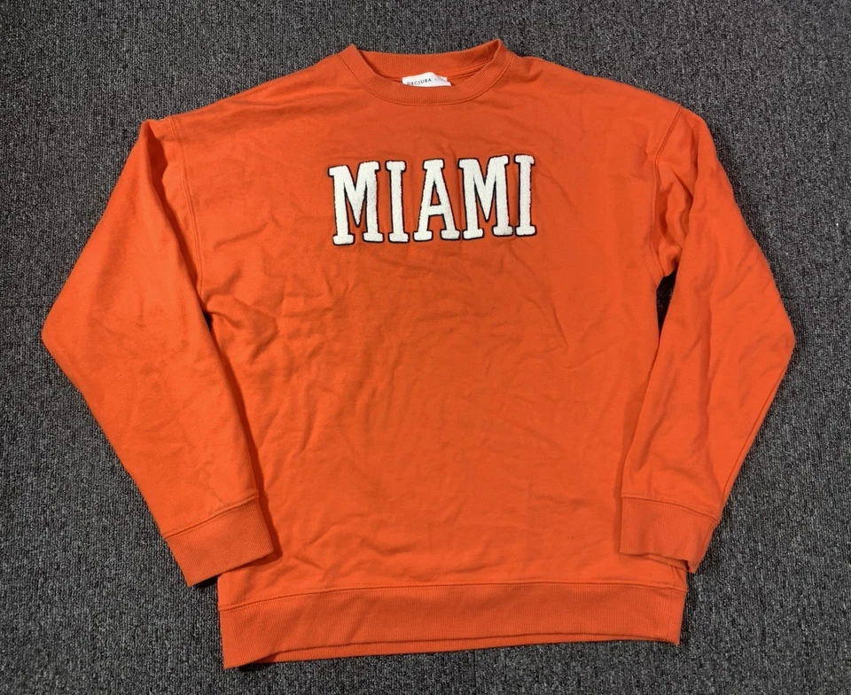 Moletom Decjuba infantil gola redonda Miami Spell It meninas jovens grande laranja jumper - Imagem 1 de 4
