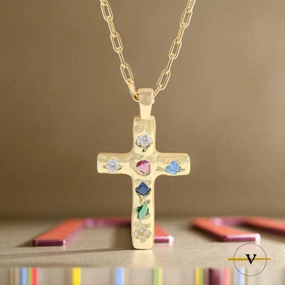 COLLANA DONNA IN ARGENTO 925 RODIATA ORO 18K  CON CATENA E CROCE CON ZIRCONI - Immagine 1 di 4