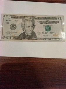 20$Dollar Bill Fancy Serial Number Star 🌟 Note 5of KIND 7's NK0371777*(640,000) - Picture 1 of 6