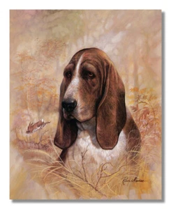 Basset Hund Welpe Hund mit Kaninchen für immer treu Wandbild 8x10 Kunstdruck - Bild 1 von 1