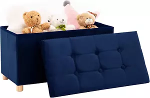 30 Inches Folding Storage Ottoman Bench, Velvet Storage Chest, Footrest Couch wi - Picture 1 of 8