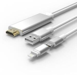 USB 2.0 2M 8 Pin Lightning HDMI TV AV Adapter Cable Lead iPhone Samsung LG Sony