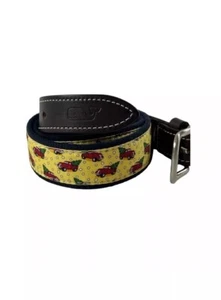 EUC Vineyard Vines Boy's Christmas Truck & Tree Canvas Club Belt Yellow Size 26 - Picture 1 of 3