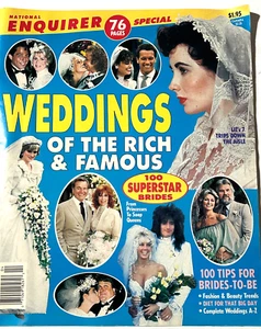 NATIONAL ENQUIRER 1990 WEDDINGS RICH FAMOUS Princess Diana Liz taylor Movie Star - Foto 1 di 2