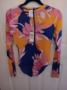 NWT Trina Turk Swim & Spa 1 piece swim suit long sleeve boho pink floral size M - Picture 1 of 6