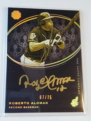 Roberto Alomar 2016 Topps The Mint Golden Engravings Gold Autograph On Card 7/75 - Image 1 of 4