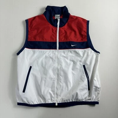 Nike Mujeres L Chaleco Sin Mangas EE. UU. Colores Nylon De Colección Y2K Cortavientos Etiqueta Gris Foto 1 de 4