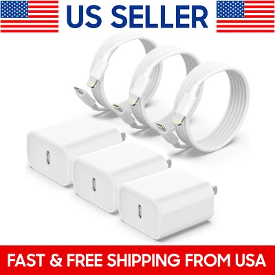 3 Pack OEM USB-C Fast Charger For iPhone 14 13 12 11 Pro Max XS XR Type C Cable - Image 1 of 4
