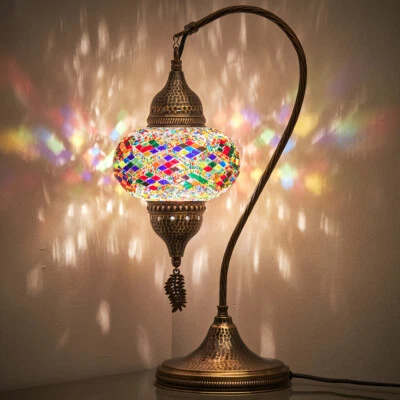 Turkish Moroccan Mosaic Bohemian Colorful Table Bedside Lamp Light Lampshade 19" - Image 1 of 2