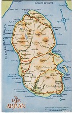 Map Card, THE ISLE OF ARRAN, Valentines Art Colour Series