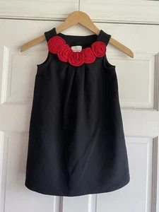 BF21 Hanna Andersson Rojo Roseta Sin Mangas Negro Plisado Vestido Niñas 110 Talla 5 - Imagen 1 de 3