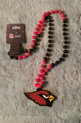 NFL Arizona Cardinals Mardi Gras Beads With Medallion Necklace - Logo Cover