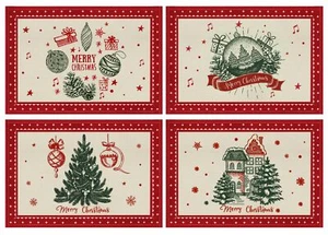 Christmas Placemats 12x18inch Christmas Placemats Set of 4 Christmas Linen Ta... - Picture 1 of 8