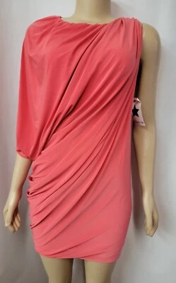 Vestido para mujer T-Bags Los Angeles coral acanalado ceñido al cuerpo con volantes XS NUEVO CON ETIQUETAS #W Foto 1 de 4