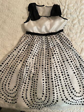 Bonnie Jean Beautiful Formal Or Party Dress White With Black Trim & Dots size 5