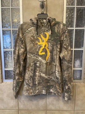 Browning Mossy Oak Camo Hoodie Sweatshirt Mens medium Break Up Country Polyester - Image 1 of 4