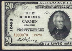 🇺🇸 OK 1929 $20 TYPE-2 ♚♚CARMEN, OKLAHOMA♚♚ PCGS EX FINE 40 BEST KNOWN, RARE!!! - Picture 1 of 3