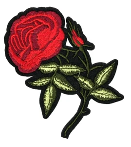 Patch Sew On Iron On Embroidered Clothing Hats Jackets Coat ROSE FLOWER A131 - Picture 1 of 3