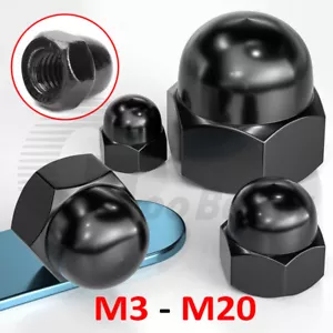 Hutmuttern Hutmutter Edelstahl A2 V2A rostfrei Hutmuttern Muttern M3-M24 Schwarz - Bild 1 von 21