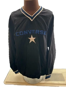 Vintage Converse All Star Chuck Taylor Windbreaker Jacket Navy Pullover XL 90s - Picture 1 of 7