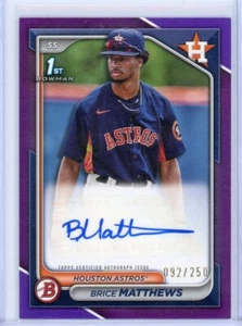 Brice Matthews 2024 Bowman 1st Purple Paper Prospects Autograph Auto RC /250 - Picture 1 of 2