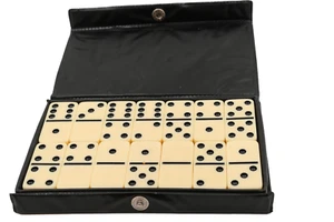 Vintage Dominoes Set Made in Taiwan / 28 Tiles / Black Snap Case / Classic Game - Bild 1 von 15
