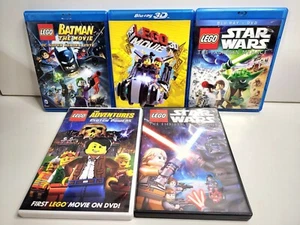 5 LEGO DVD Blu-Ray Lot Batman The Movie, LEGO Movie 3D, Star Wars, Clutch Powers - Picture 1 of 7
