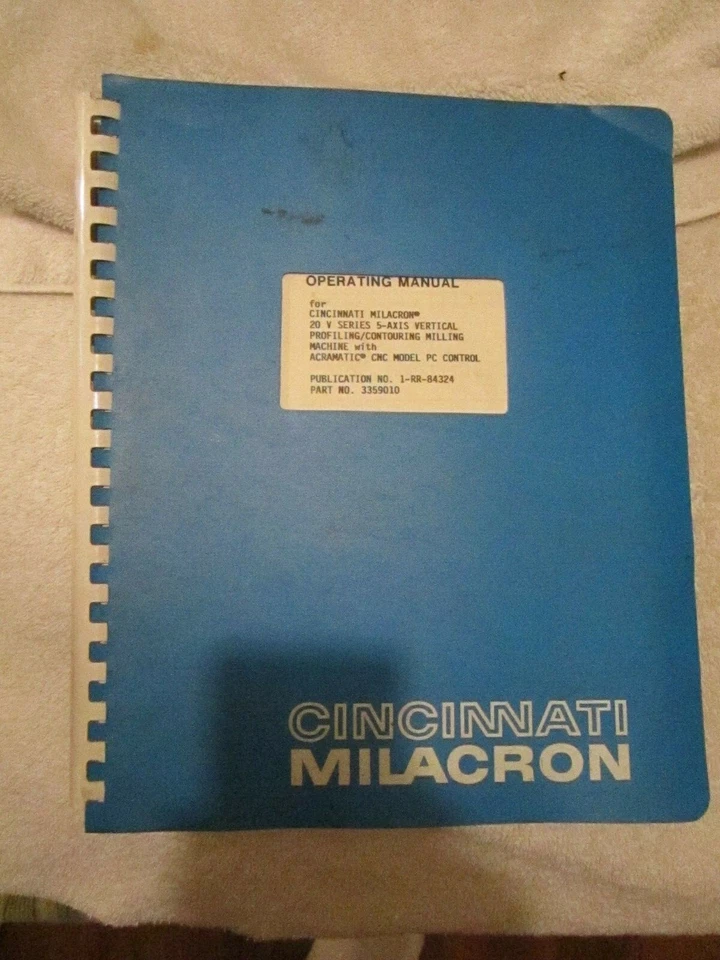 Cincinnati Milacron Service Operating Manual 20 V Series 5 Axis Profiling CNC - Image 1 of 4