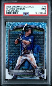 2025 Bowman Mega Box Chrome Prospects Charlie Condon #BCP-75 PSA 9 POP 25 - Picture 1 of 2