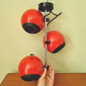 Retro 70's Eyeball Triple Ceiling Light Wall Lamp Red Ball BHS Vintage Original - Picture 1 of 14