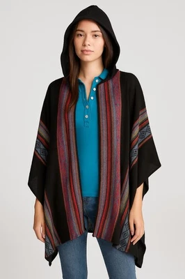 Poncho Baby Alpaca OS Capucha Capa Ruana Envoltura Acogedor Boho Azteca Suroeste Foto 1 de 4