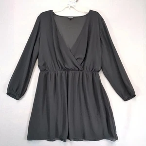 Express schwarzes transparentes Wickelkleid knielang Gr. XL lang Puff Slv Gummibund - Bild 1 von 10