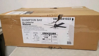 *New* Hampton Bay Malone 54 in. LED Brushed Nickel Ceiling Fan with Light Kit - Image 1 of 3